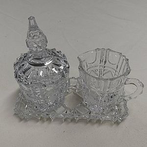 Vintage Crystal Cream/Sugar with Tray set